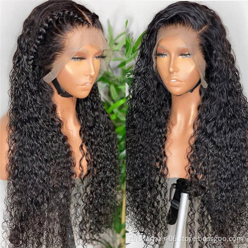 FREE Ship 13X4 water wave wig Glueless hd lace wig Vendor Unprocessed Brazilian pre plucked real human hair wig